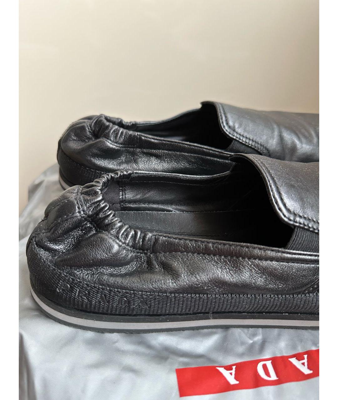 PRADA Черные кожаные мокасины, фото 5