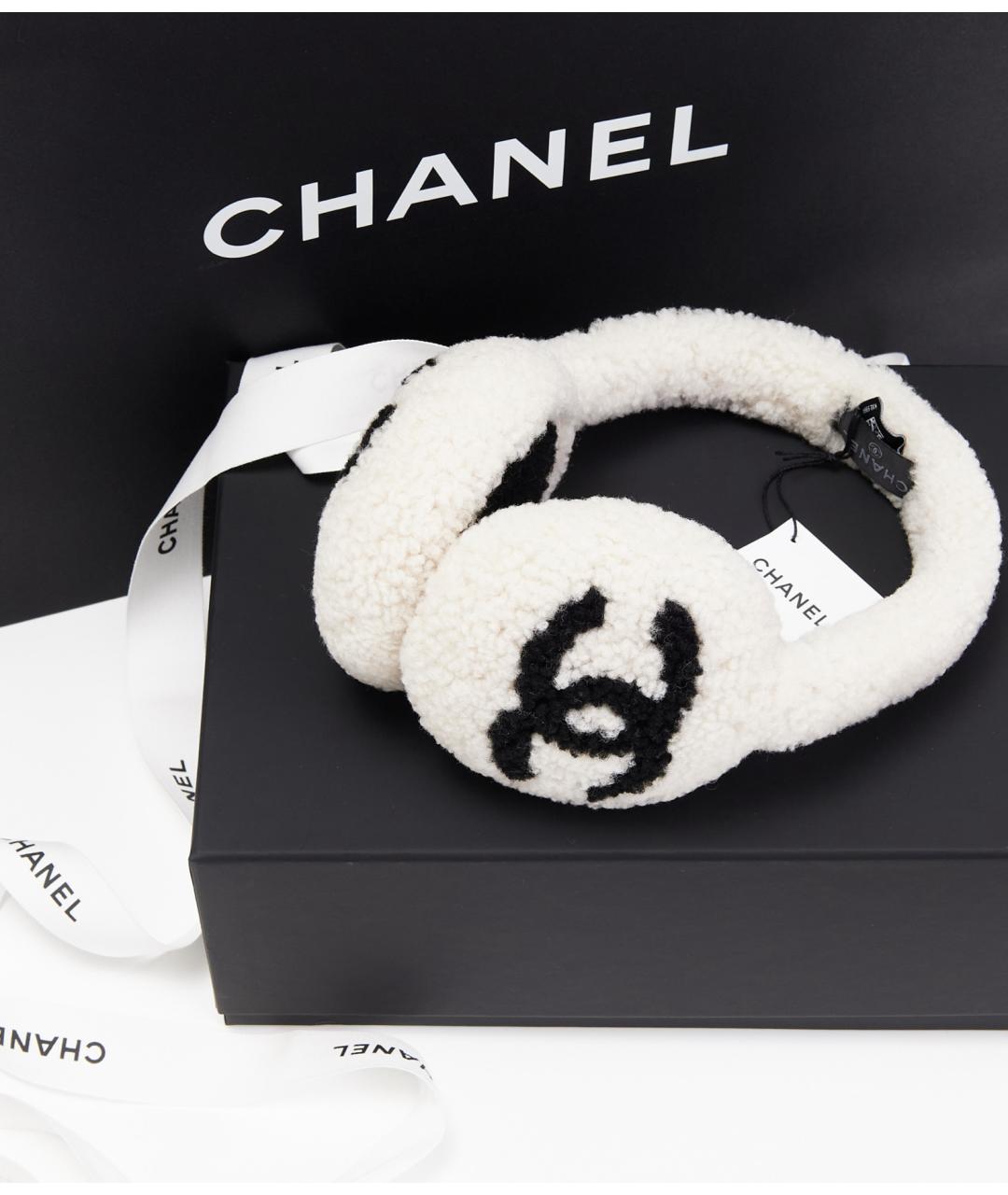 CHANEL Белые шерстяные наушники, фото 4