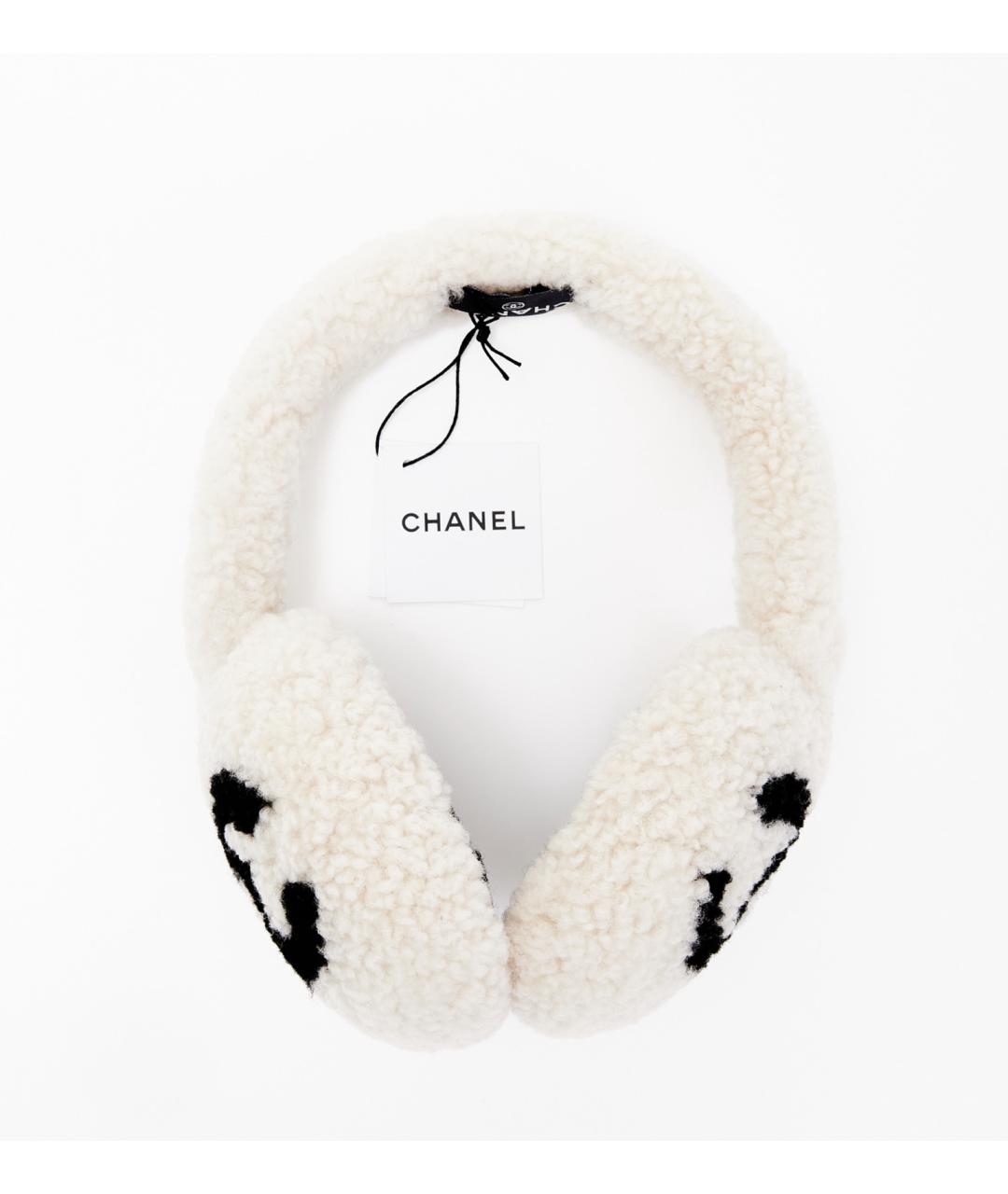 CHANEL Белые шерстяные наушники, фото 5