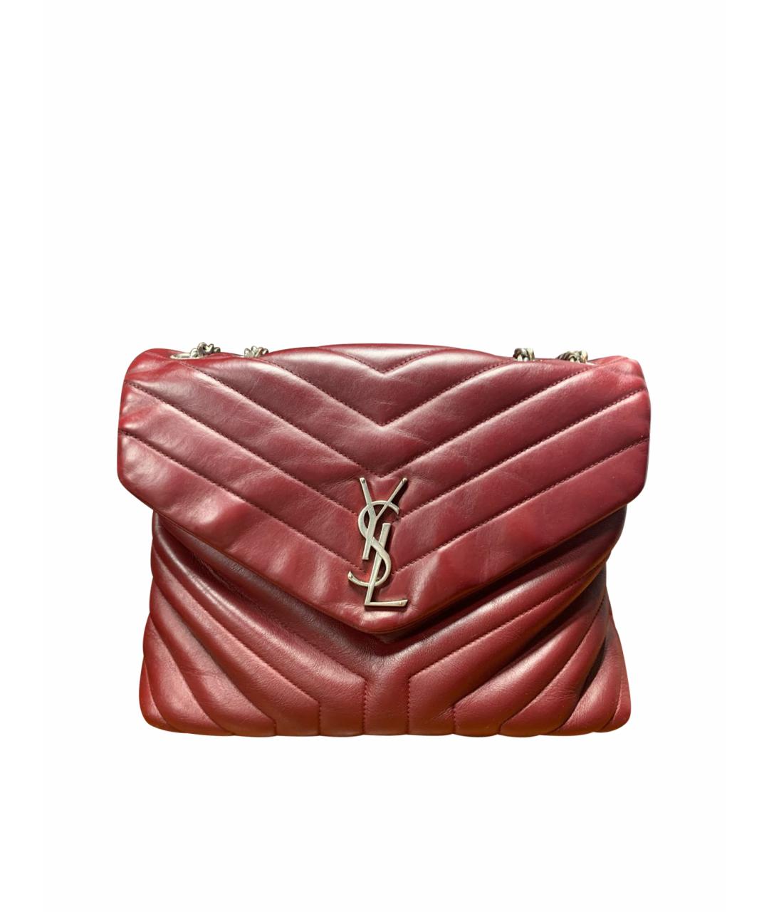 SAINT LAURENT Бордовая кожаная сумка через плечо, фото 1