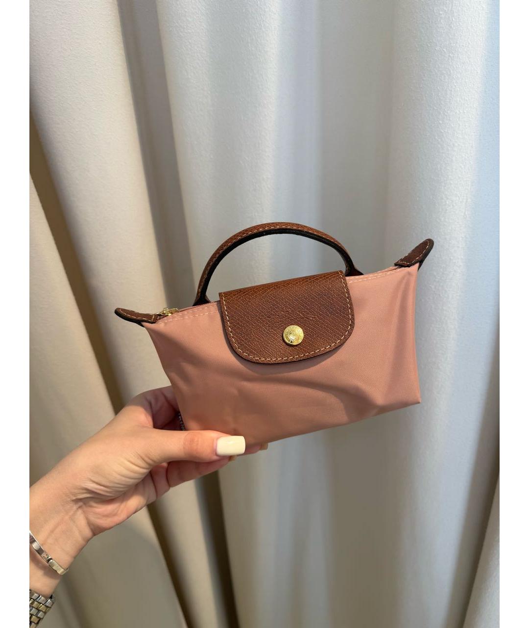 LONGCHAMP Розовая тканевая сумка с короткими ручками, фото 5