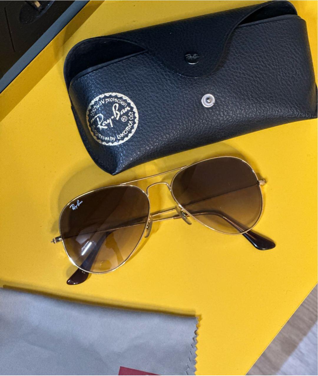 RAY BAN Коричневые металлические солнцезащитные очки, фото 2