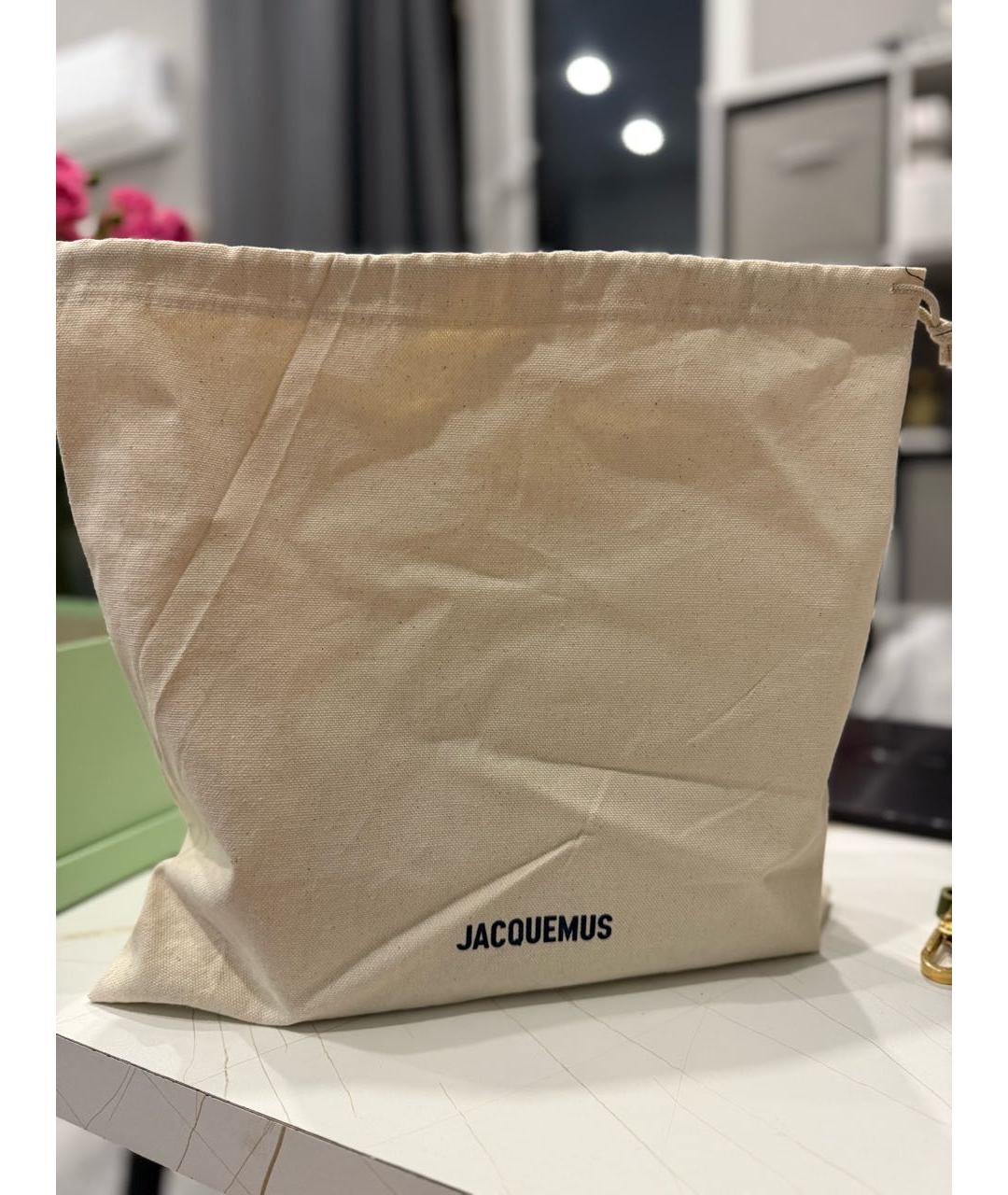 JACQUEMUS Хаки кожаная сумка с короткими ручками, фото 5
