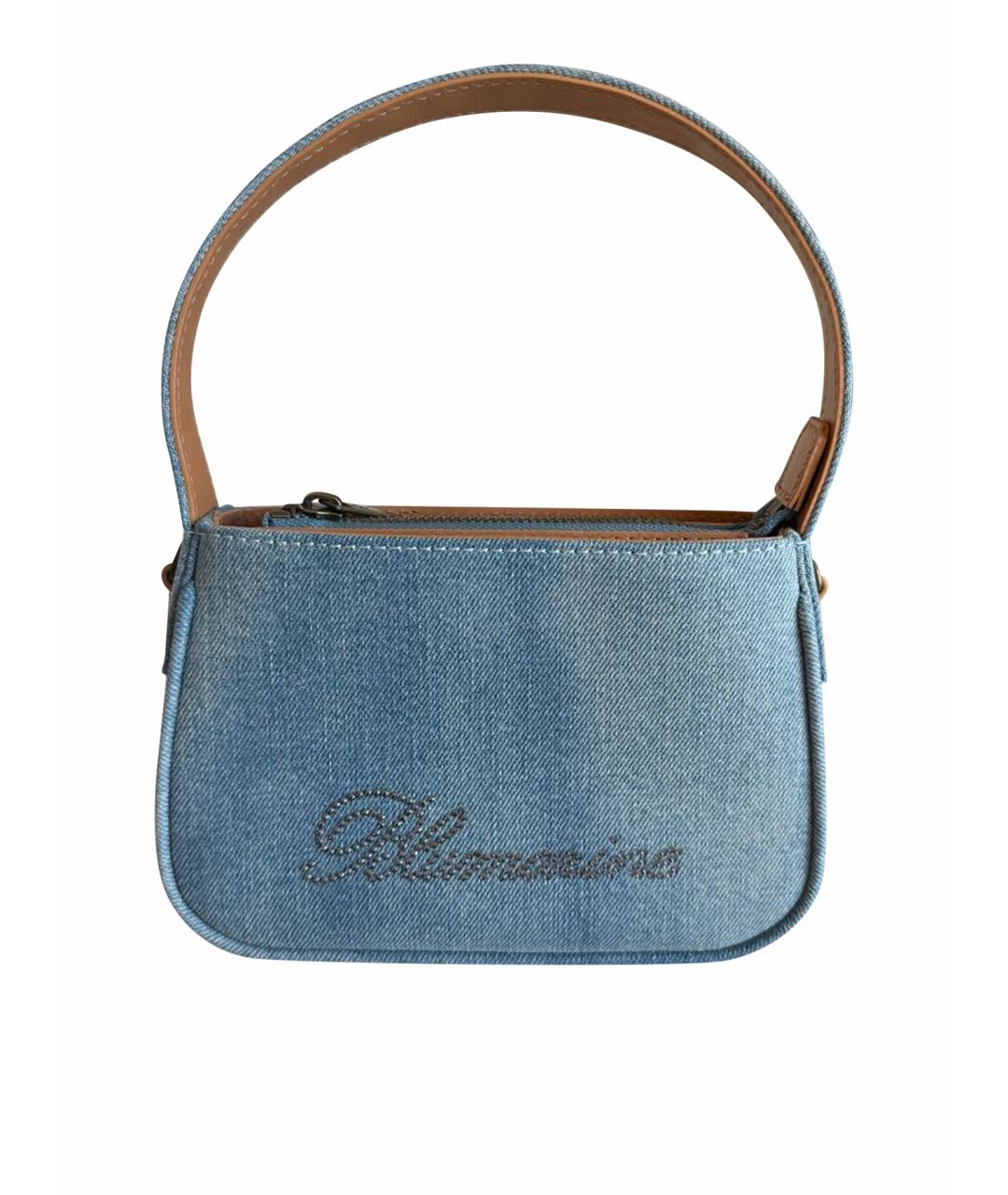 BLUMARINE Голубая деним сумка с короткими ручками, фото 1