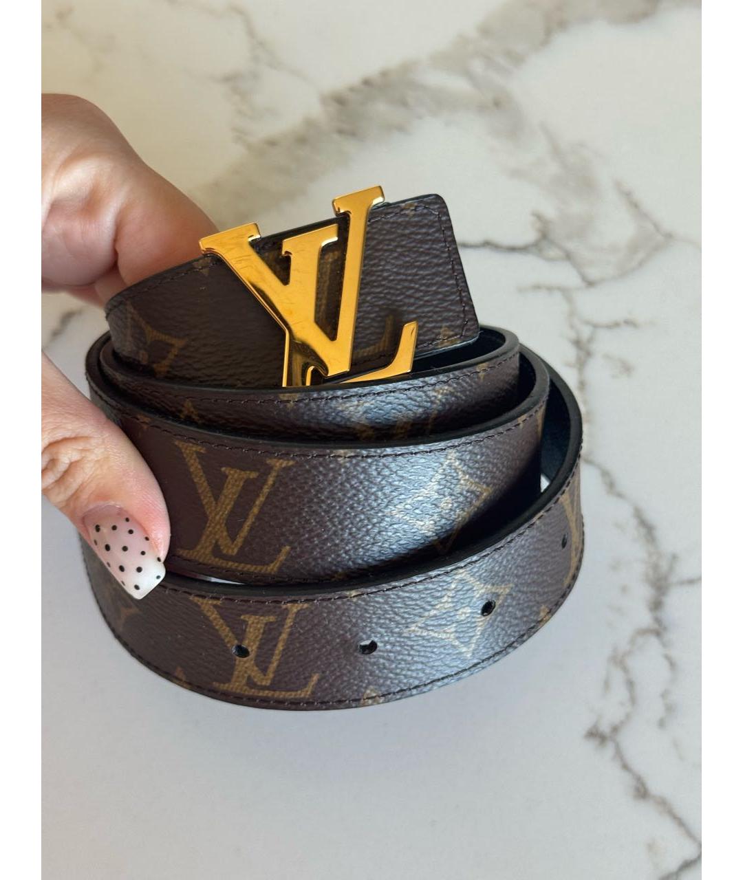 LOUIS VUITTON Коричневый кожаный ремень, фото 3