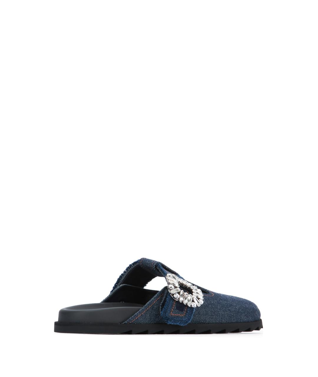 ROGER VIVIER Синие текстильные сабо, фото 3