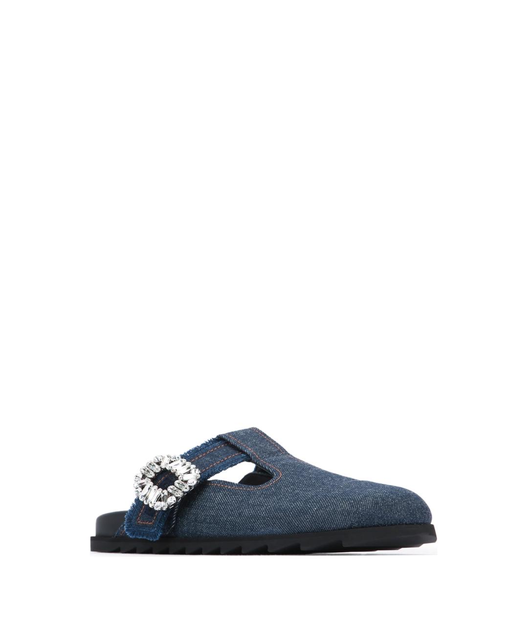 ROGER VIVIER Синие текстильные сабо, фото 2