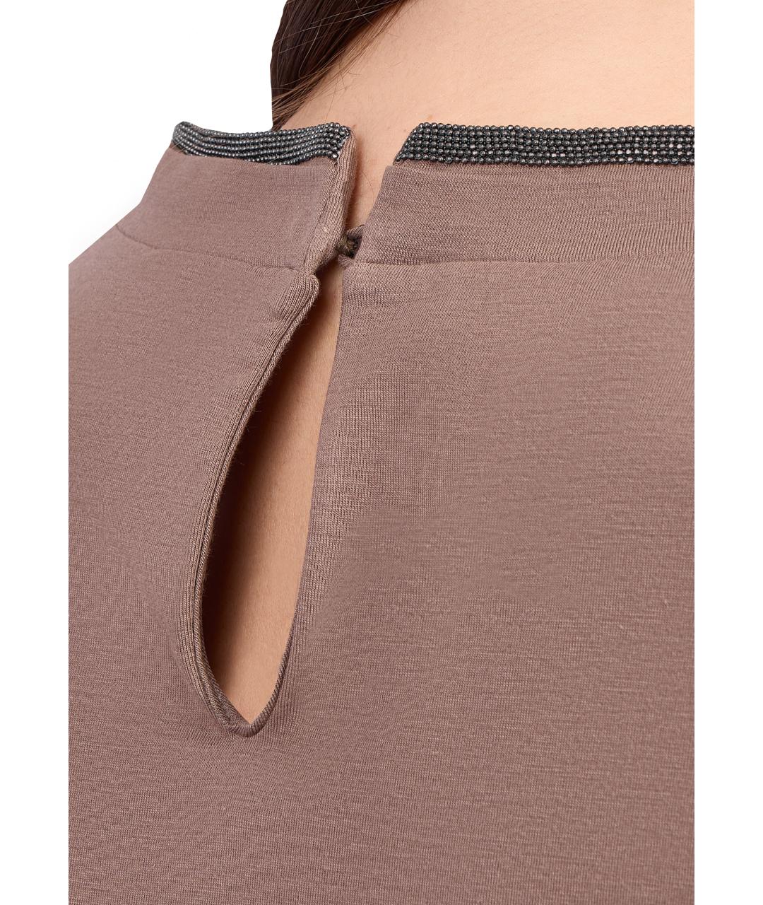 BRUNELLO CUCINELLI Коричневая хлопковая футболка, фото 7
