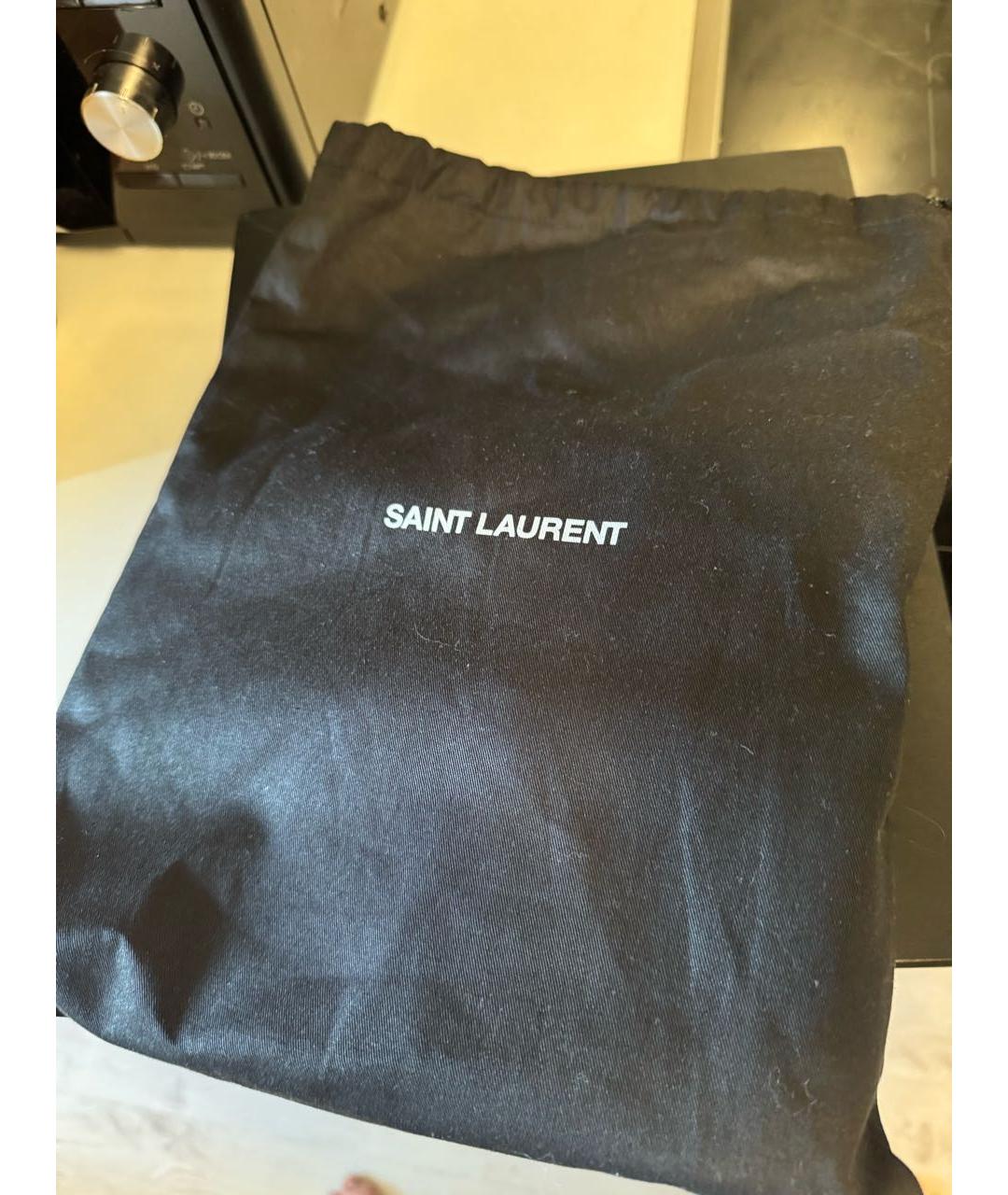 SAINT LAURENT Черная кожаная сумка с короткими ручками, фото 7