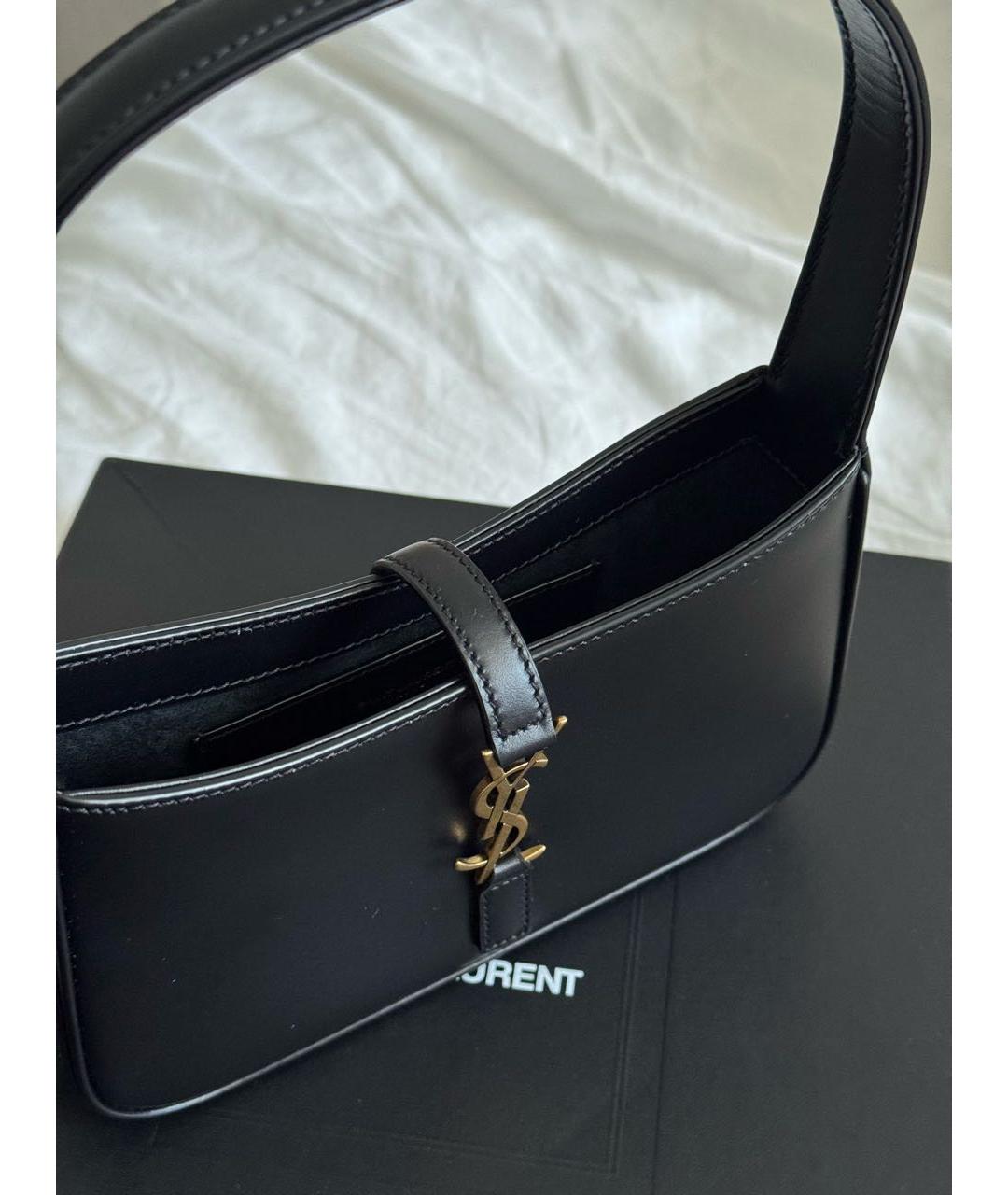 SAINT LAURENT Черная кожаная сумка с короткими ручками, фото 4