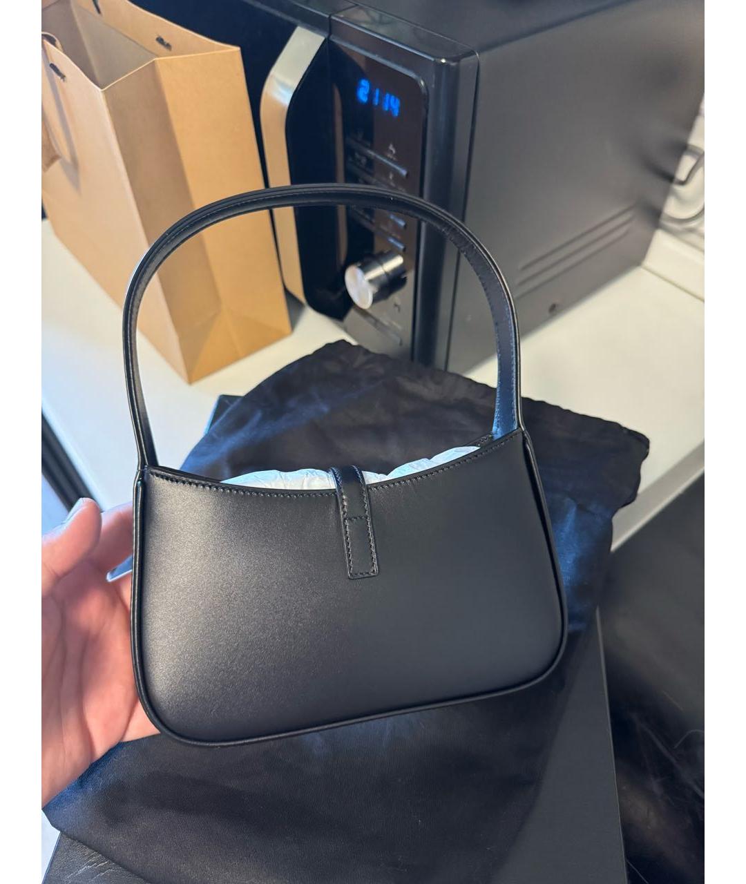 SAINT LAURENT Черная кожаная сумка с короткими ручками, фото 3