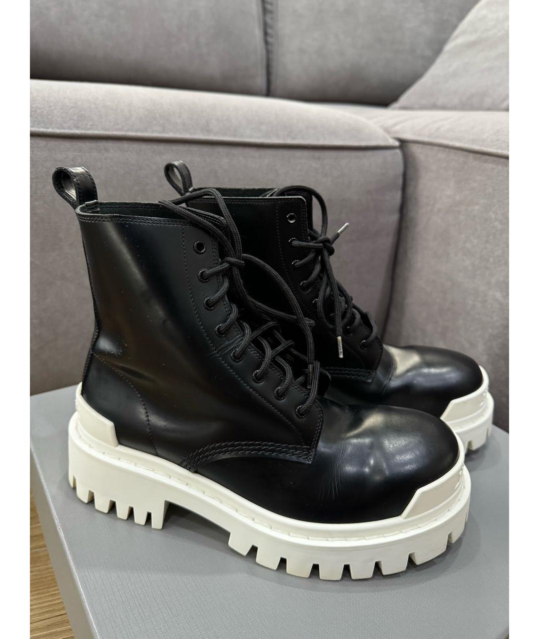 BALENCIAGA Черные кожаные ботинки, фото 9