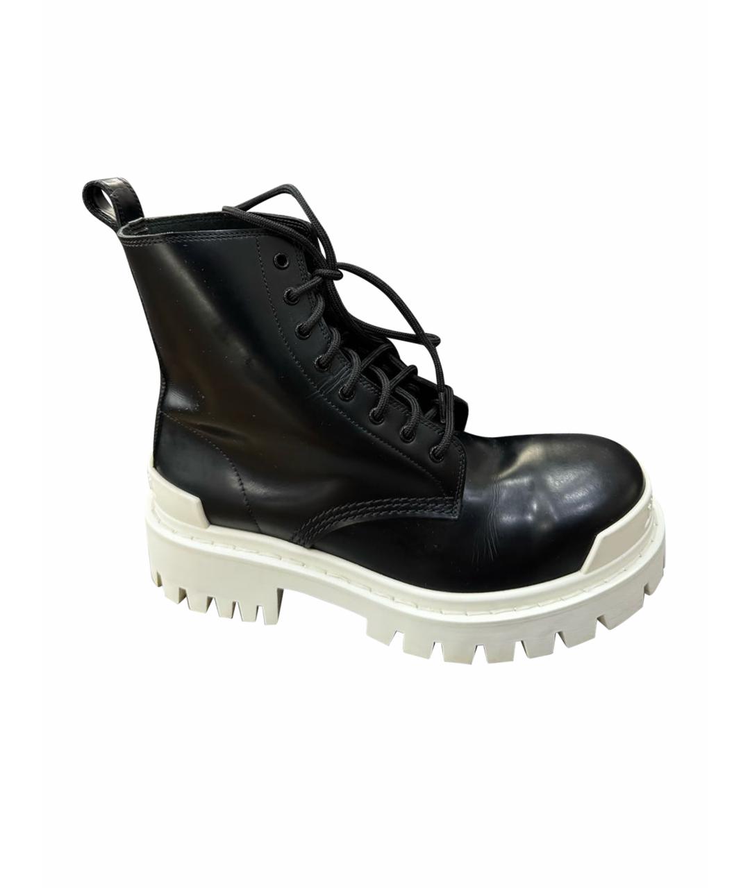 BALENCIAGA Черные кожаные ботинки, фото 1