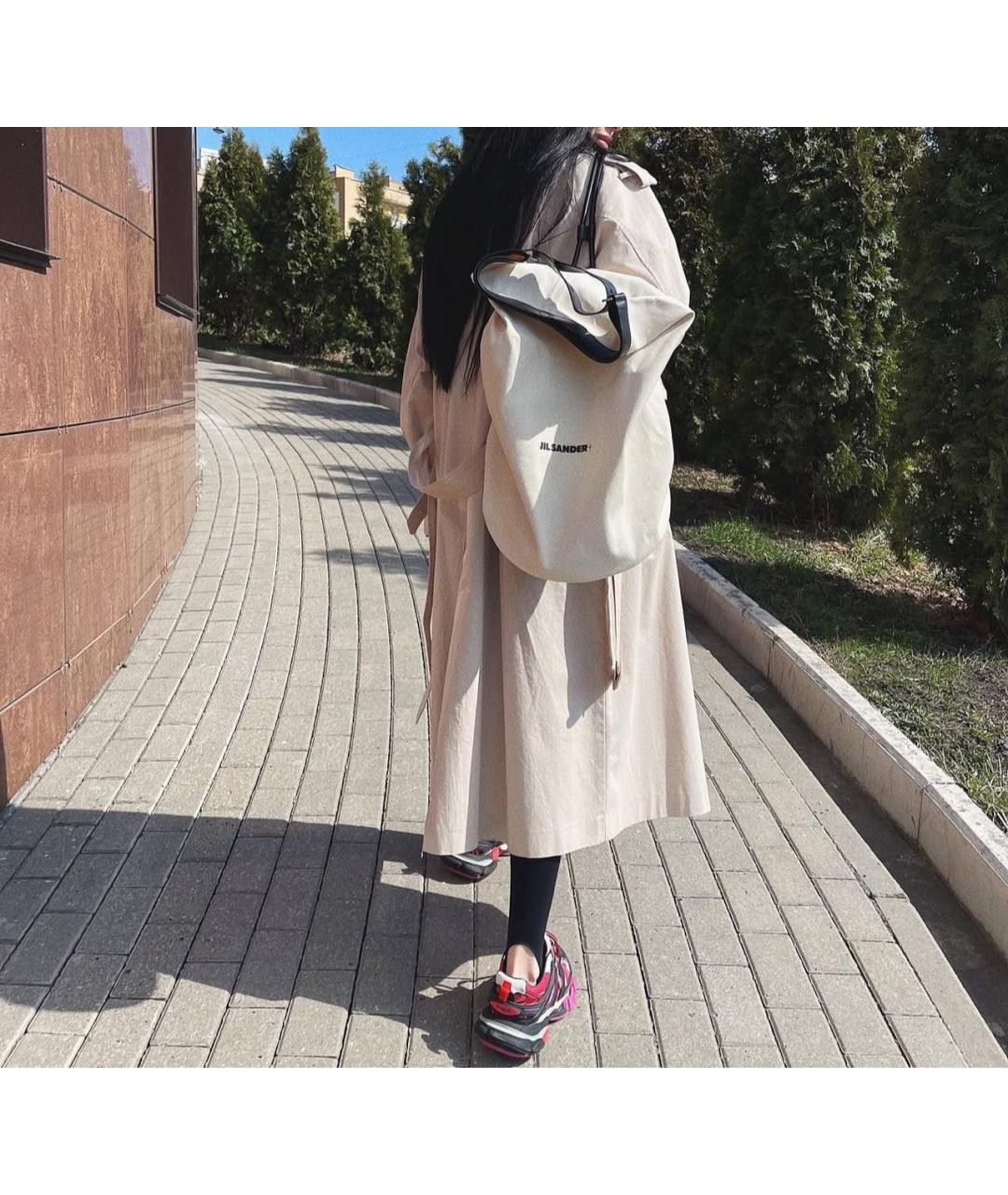 JIL SANDER Бежевый тканевый рюкзак, фото 8