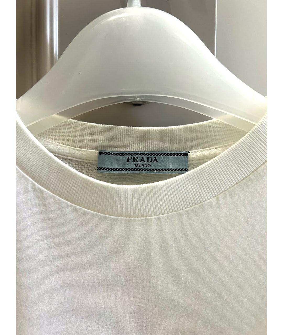 PRADA Белая хлопковая футболка, фото 4