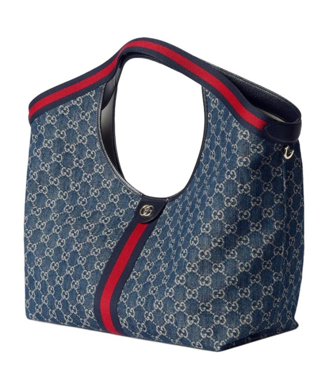 GUCCI Синяя хлопковая сумка с короткими ручками, фото 2