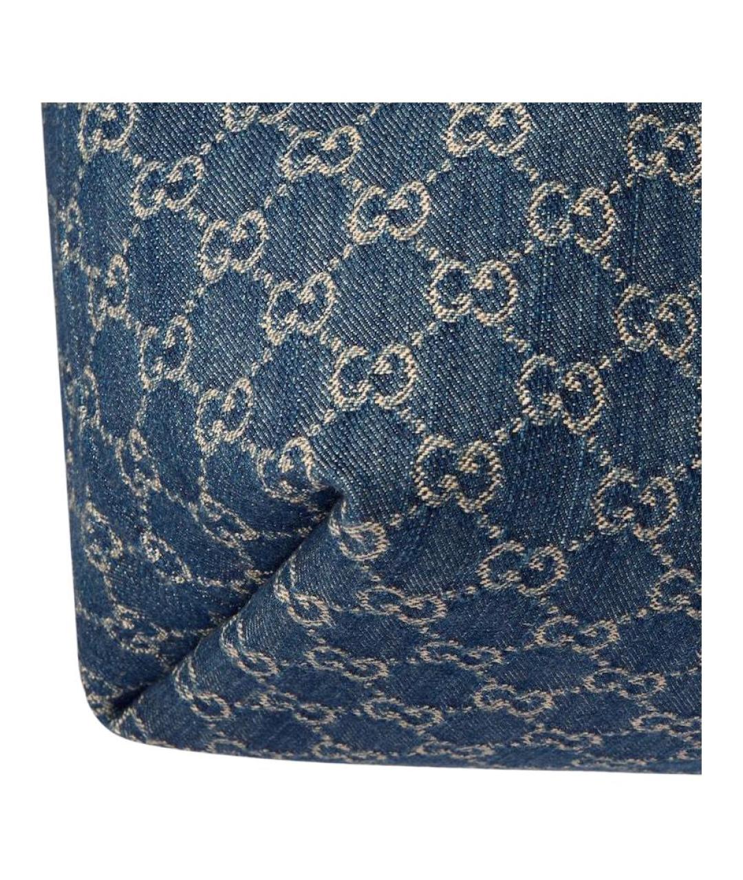 GUCCI Синяя хлопковая сумка с короткими ручками, фото 6