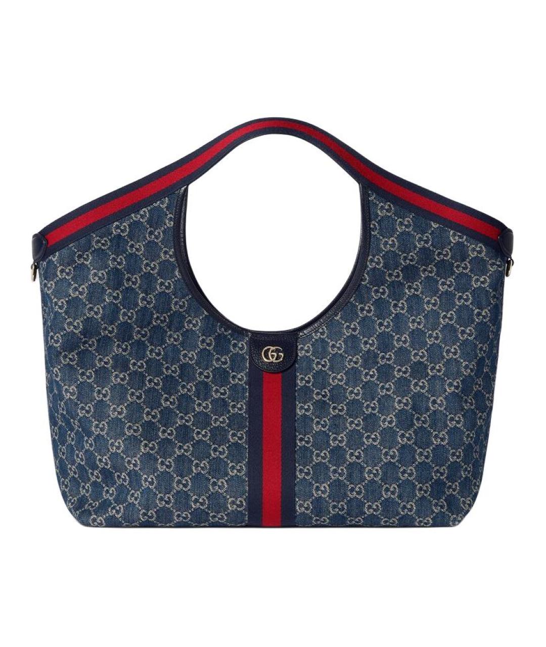 GUCCI Синяя хлопковая сумка с короткими ручками, фото 1