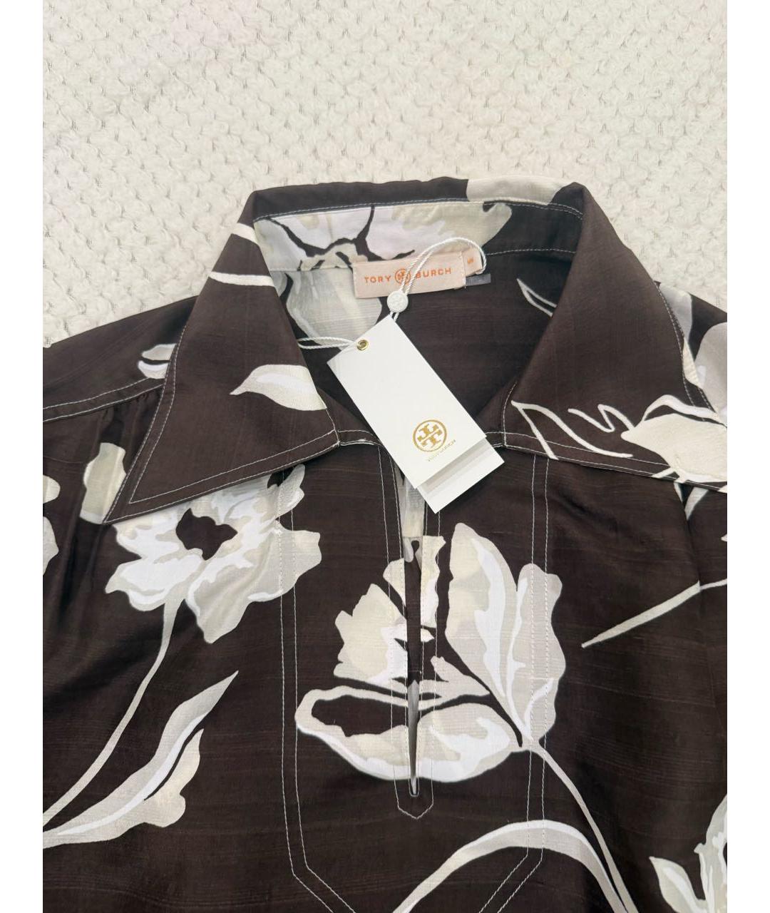 TORY BURCH Коричневая шелковая блузы, фото 3
