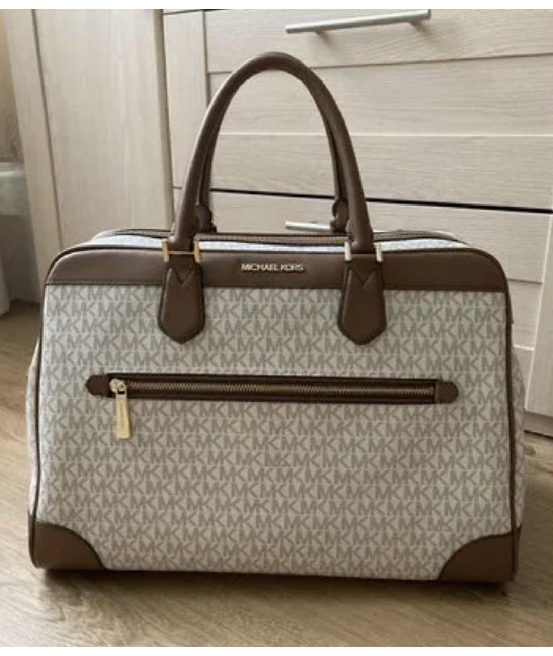 MICHAEL MICHAEL KORS Бежевая кожаная дорожная/спортивная сумка, фото 4