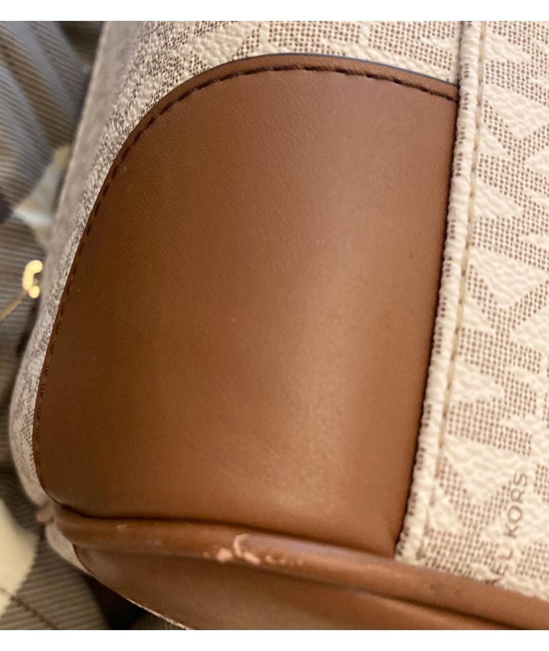 MICHAEL MICHAEL KORS Бежевая кожаная дорожная/спортивная сумка, фото 6