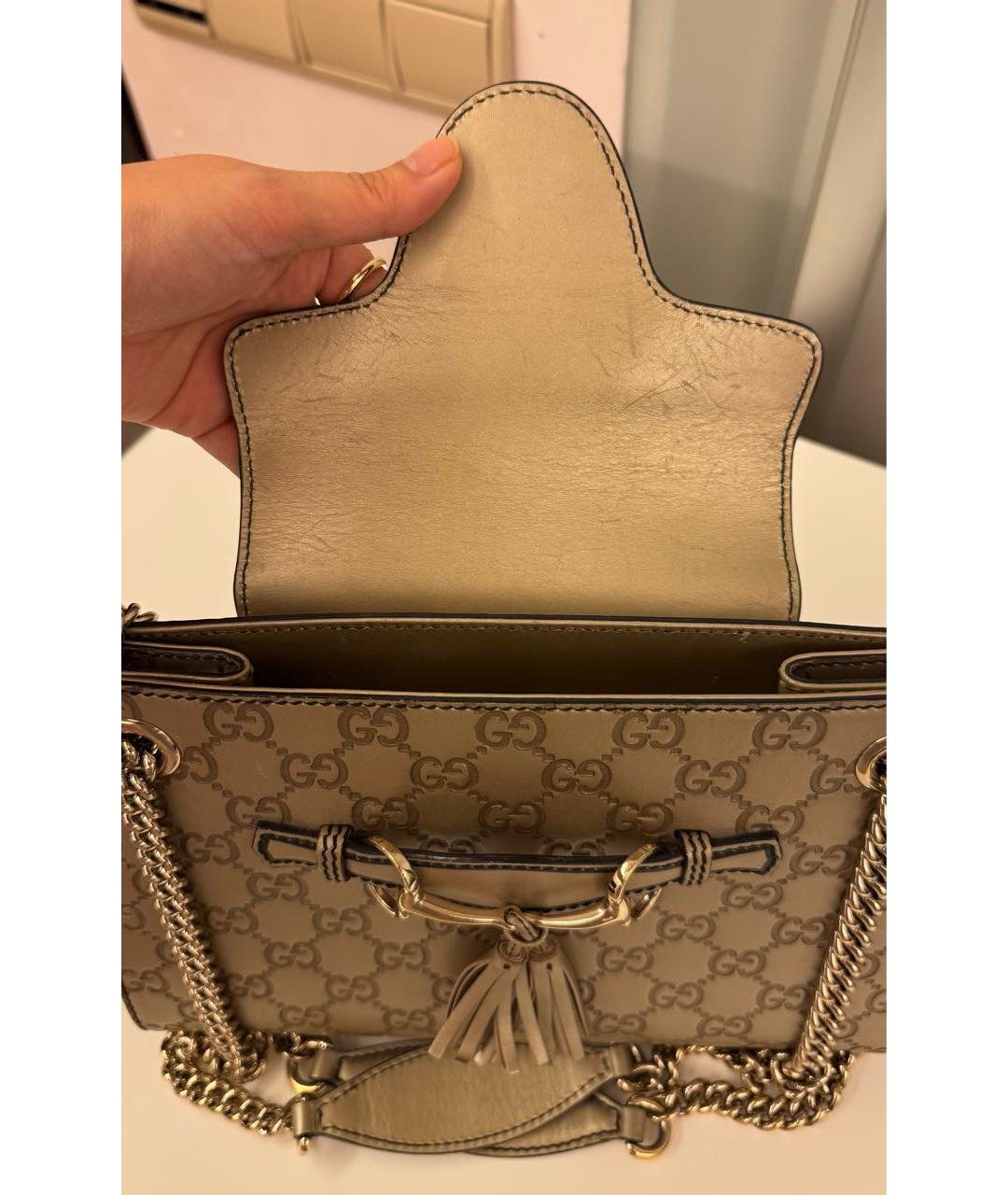 GUCCI Золотая кожаная сумка через плечо, фото 8