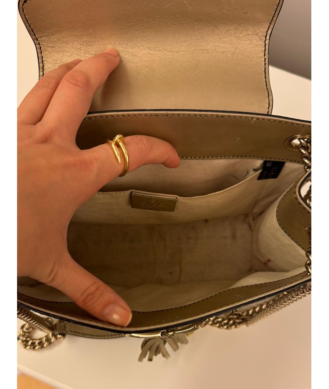 GUCCI Золотая кожаная сумка через плечо, фото 7