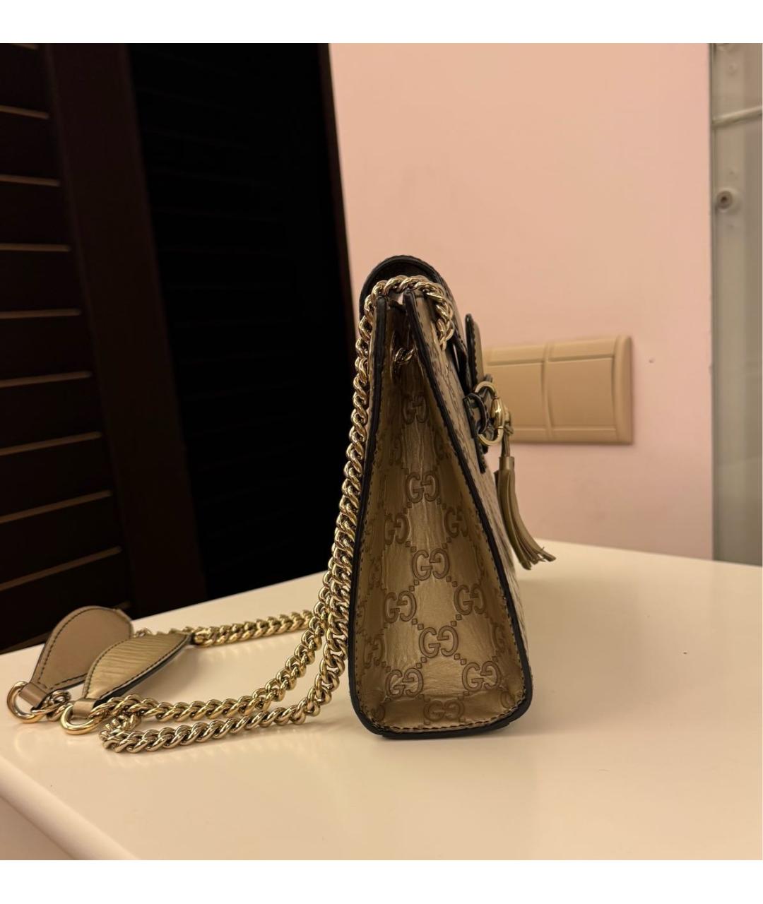 GUCCI Золотая кожаная сумка через плечо, фото 6