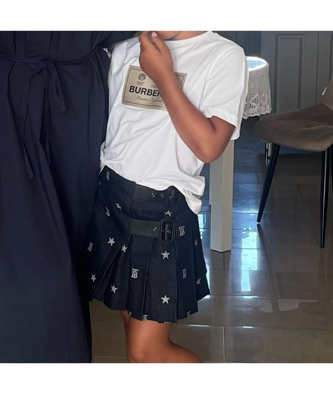 BURBERRY KIDS Темно-синяя деним юбка, фото 6