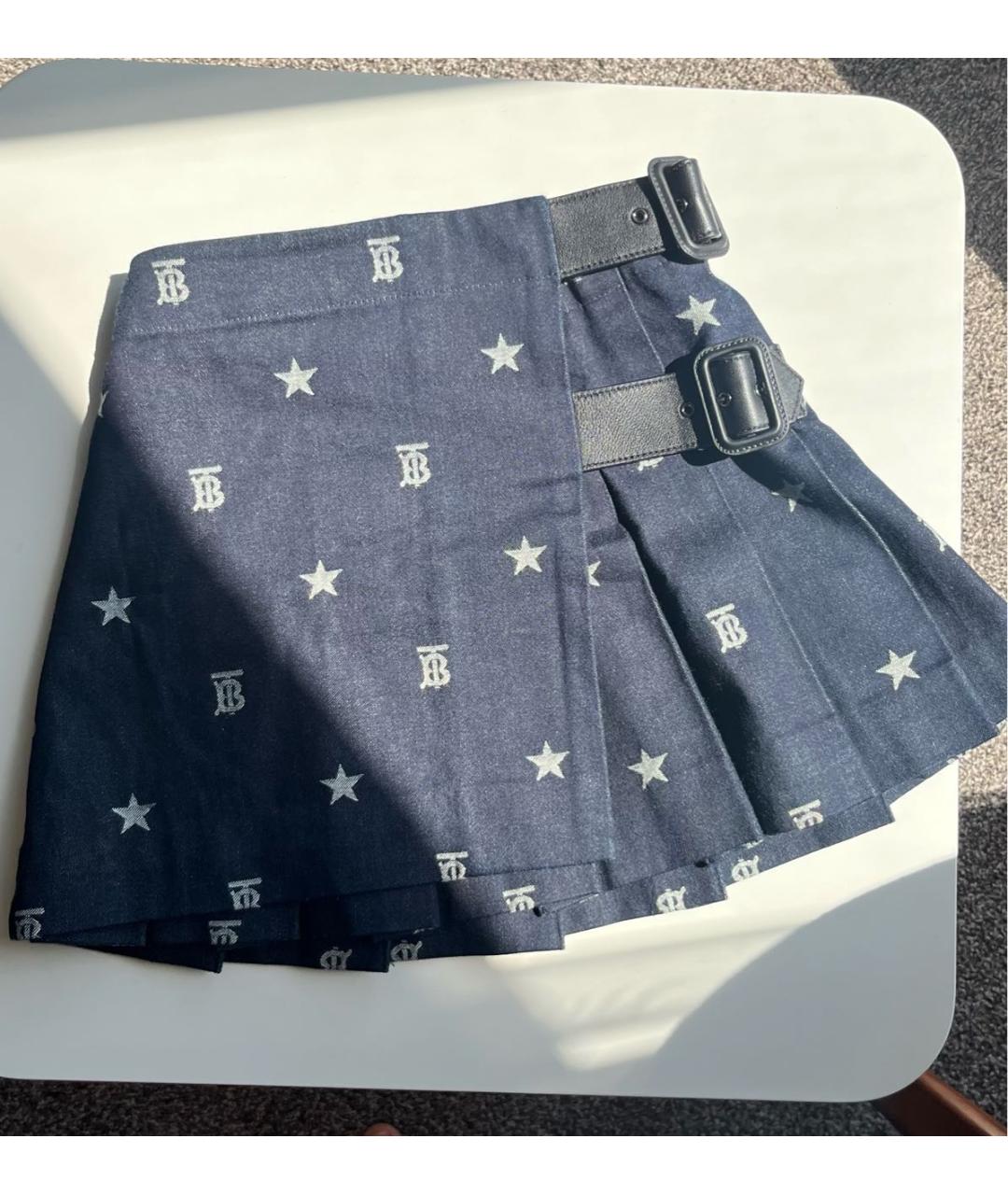 BURBERRY KIDS Темно-синяя деним юбка, фото 2