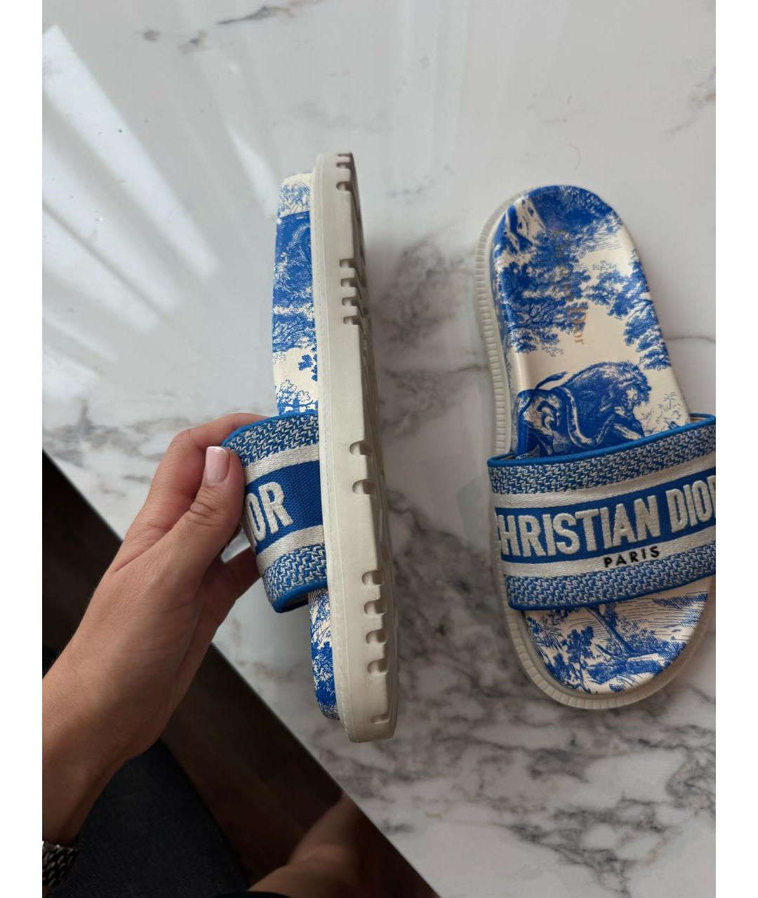 CHRISTIAN DIOR Голубые шлепанцы, фото 2