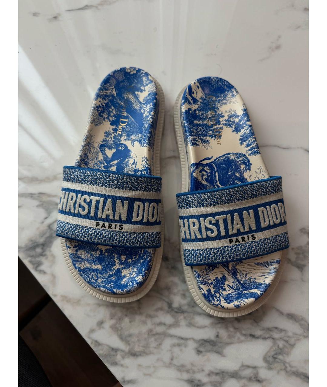 CHRISTIAN DIOR Голубые шлепанцы, фото 3