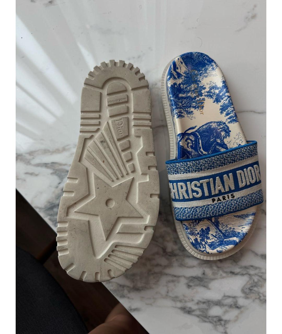 CHRISTIAN DIOR Голубые шлепанцы, фото 4