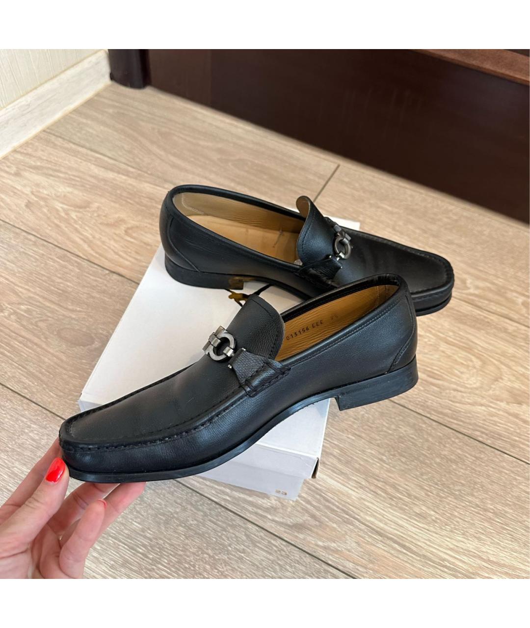 FERRAGAMO Черные кожаные туфли, фото 4