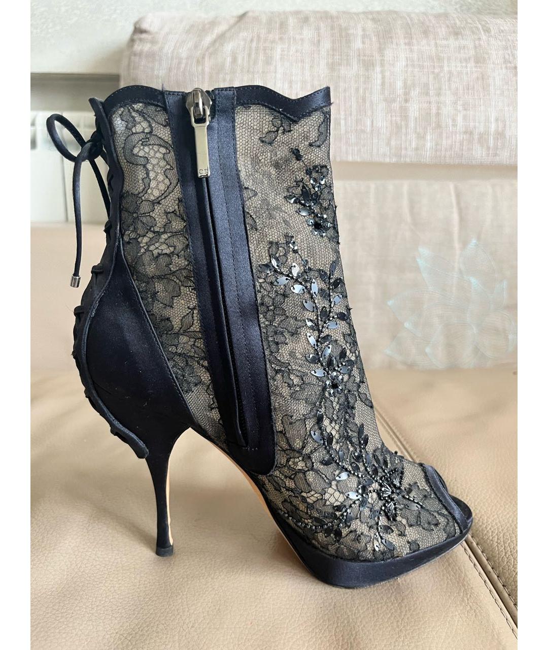 CHRISTIAN DIOR Черные текстильные ботильоны, фото 7