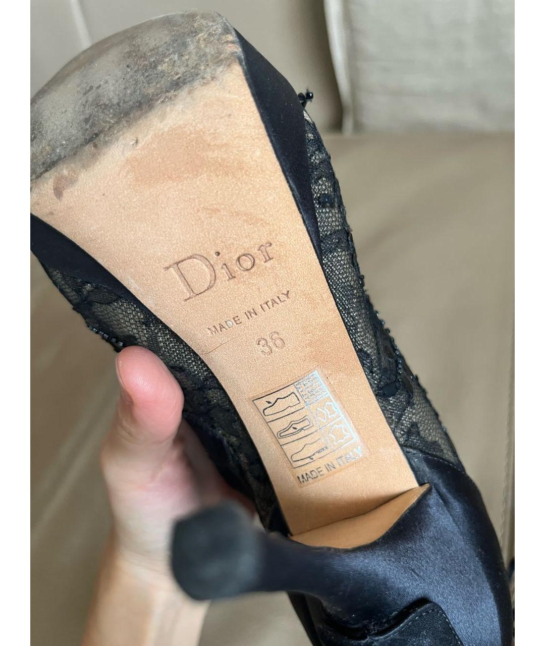 CHRISTIAN DIOR Черные текстильные ботильоны, фото 3