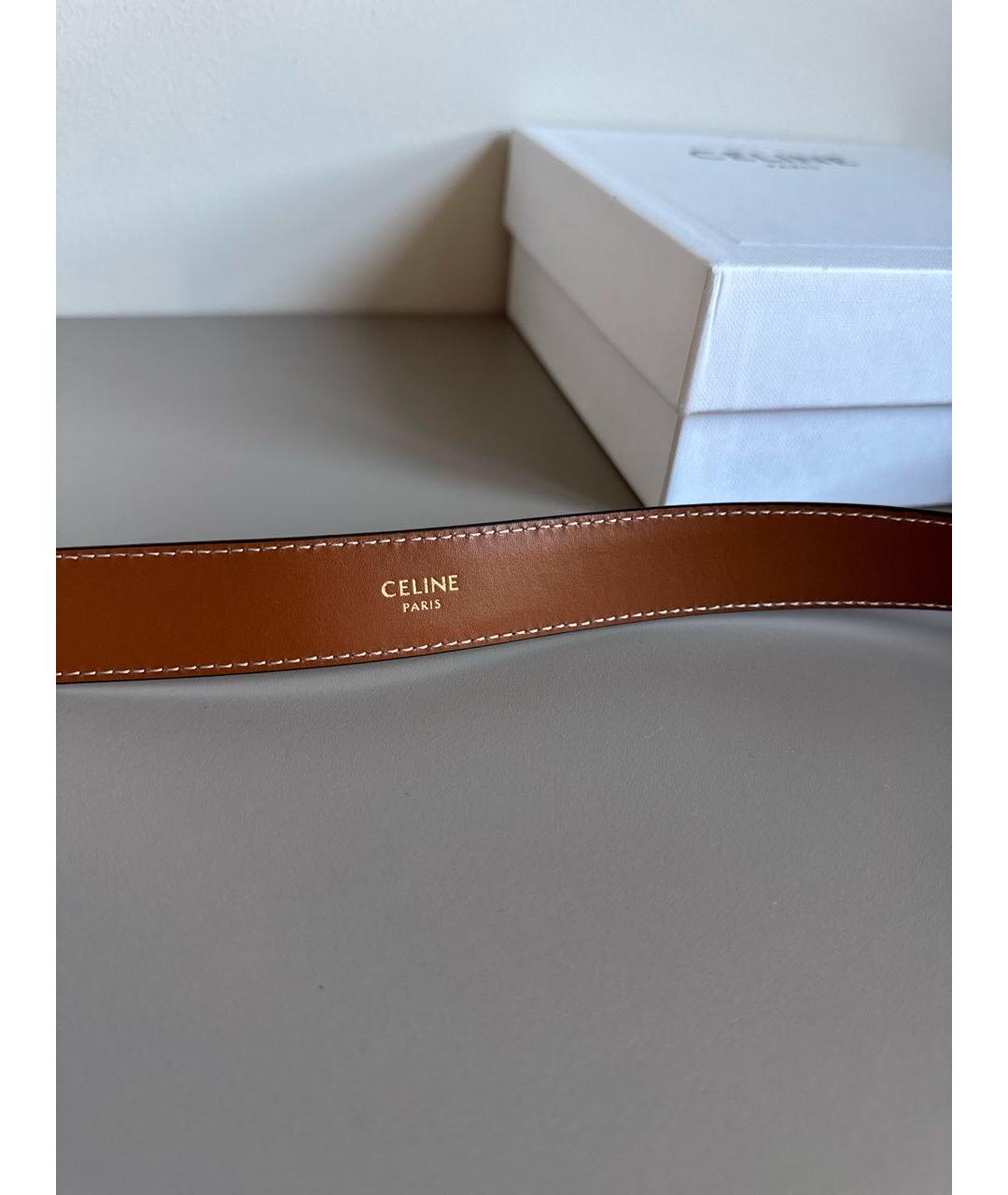 CELINE Коричневый кожаный ремень, фото 3