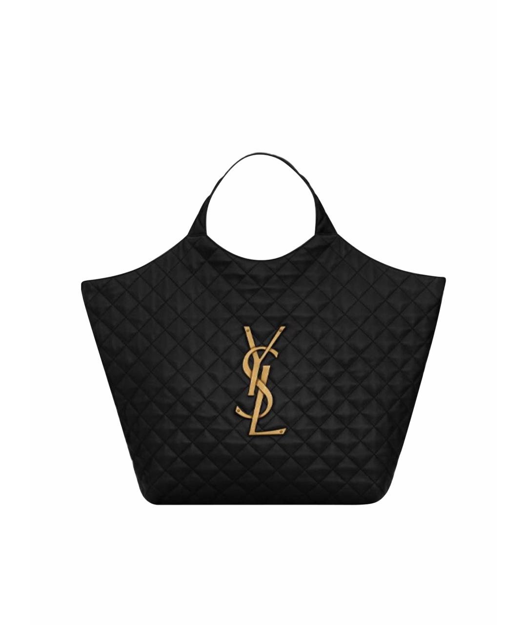 SAINT LAURENT Черная кожаная сумка тоут, фото 1
