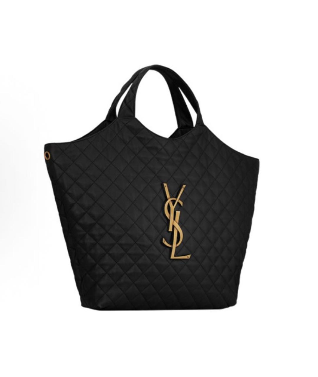 SAINT LAURENT Черная кожаная сумка тоут, фото 2