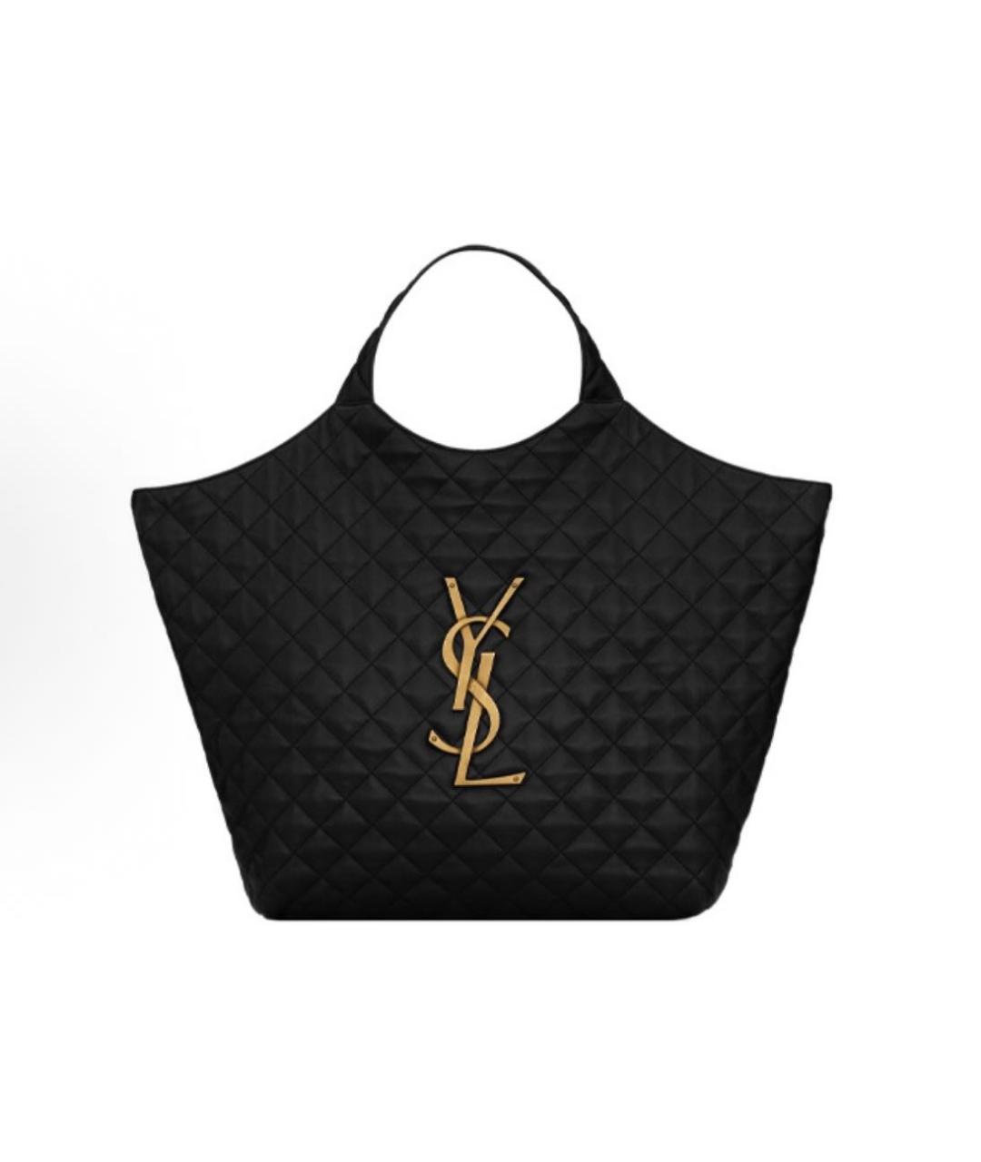 SAINT LAURENT Черная кожаная сумка тоут, фото 3