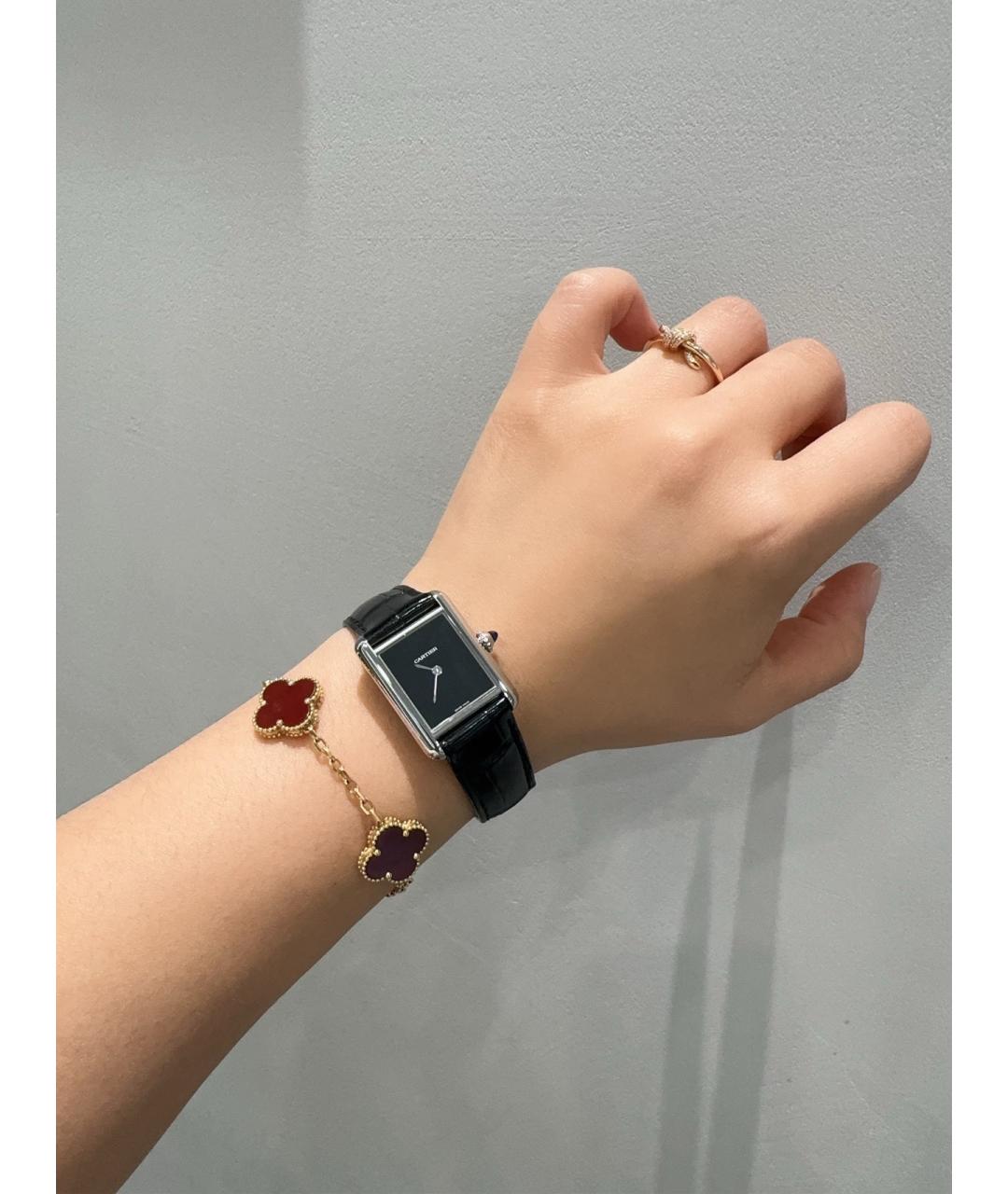 CARTIER Черные металлические часы, фото 5