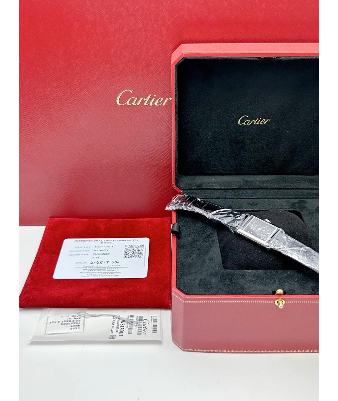 CARTIER Черные металлические часы, фото 3