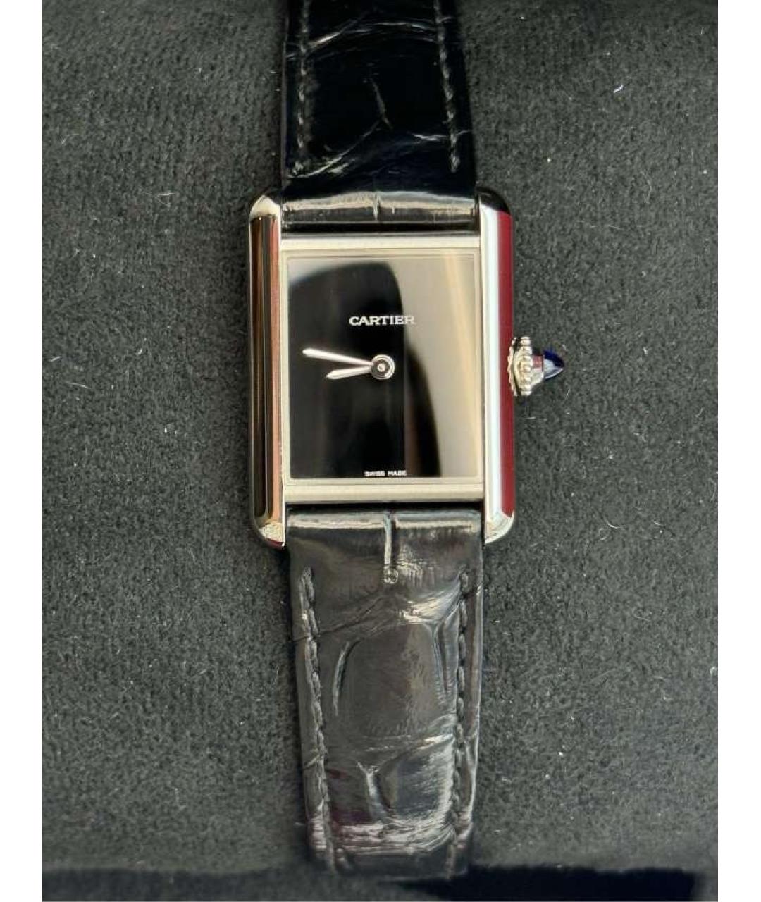 CARTIER Черные металлические часы, фото 2