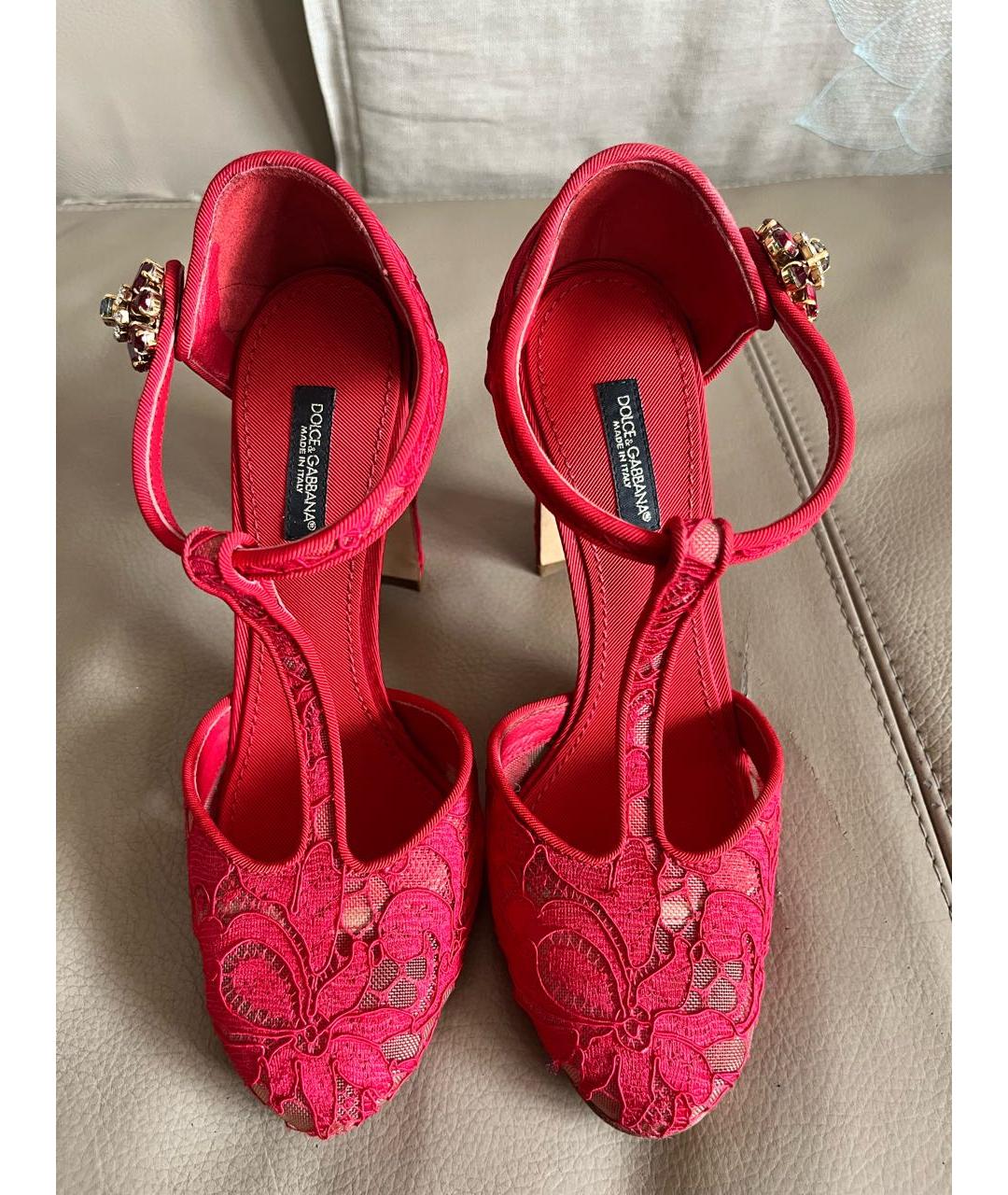 DOLCE&GABBANA Красные кожаные туфли, фото 4