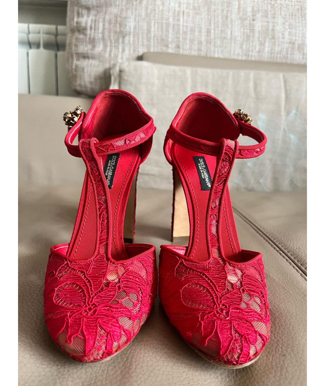 DOLCE&GABBANA Красные кожаные туфли, фото 7