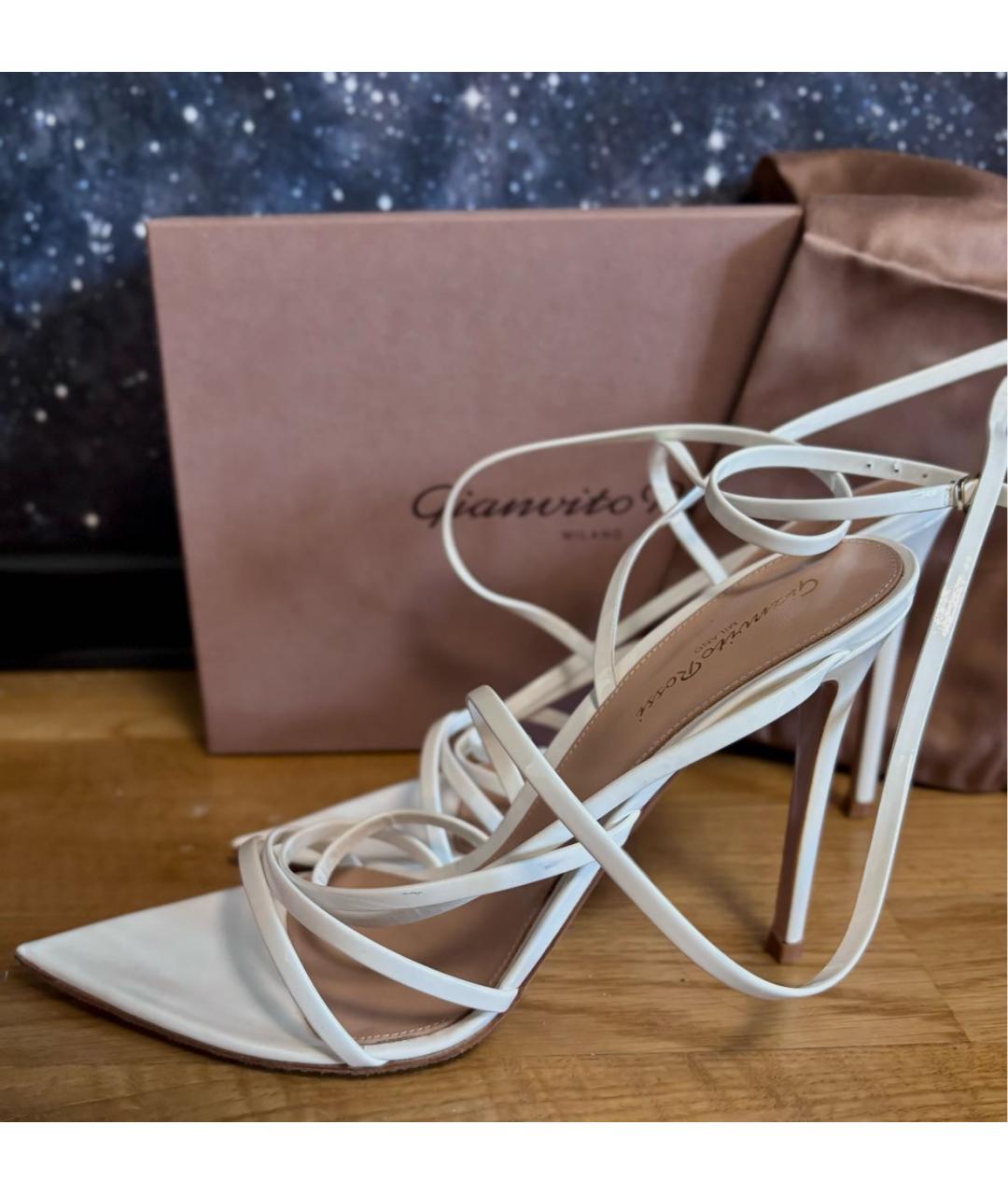 GIANVITO ROSSI Белые кожаные босоножки, фото 4