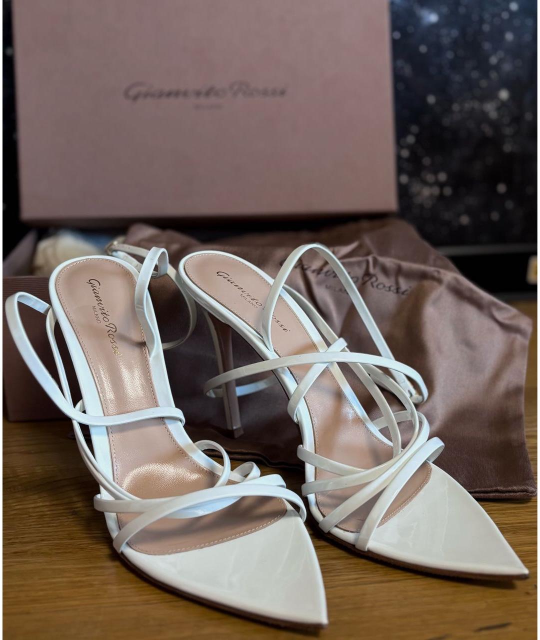 GIANVITO ROSSI Белые кожаные босоножки, фото 2