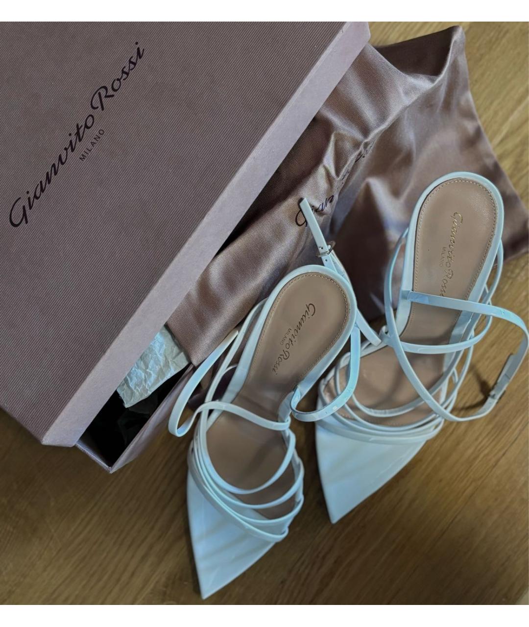 GIANVITO ROSSI Белые кожаные босоножки, фото 3