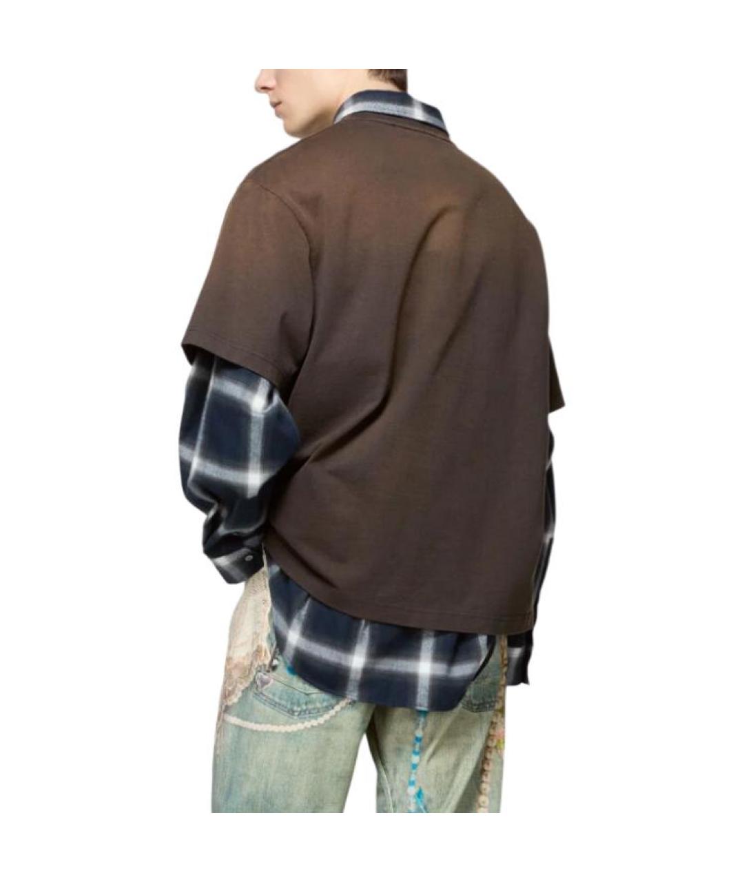 ACNE STUDIOS Коричневая хлопковая футболка, фото 4