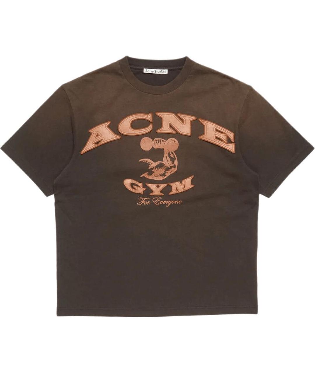 ACNE STUDIOS Коричневая хлопковая футболка, фото 1